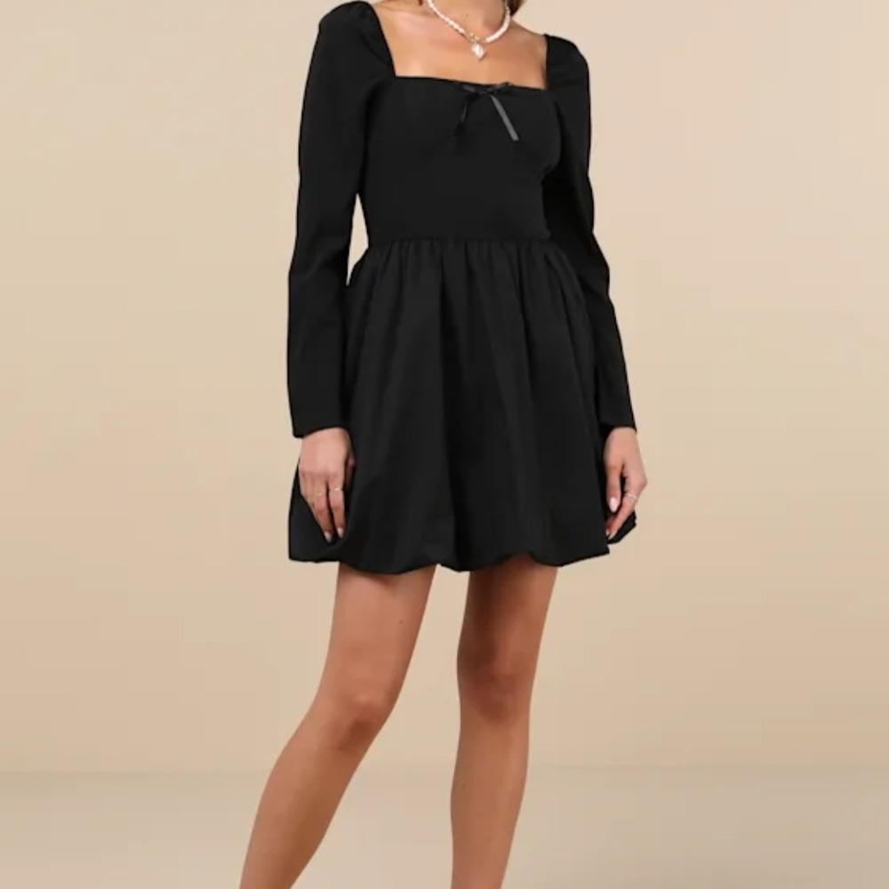 Lulu's Classic Black Long Sleeve Dress